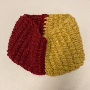 Red & Gold Chunky Cowl Scarf Handmade